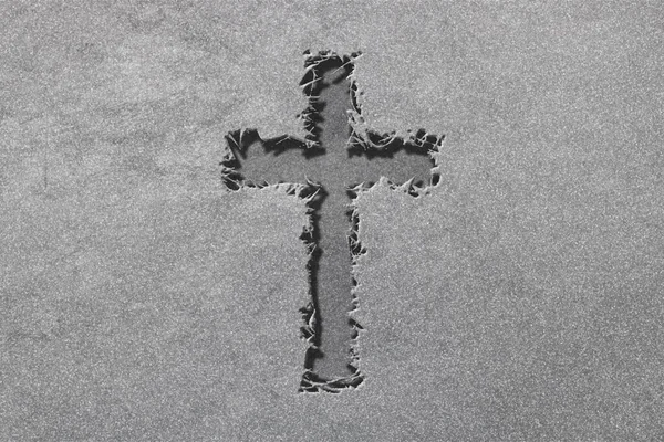 Символ Християнського Хреста Релігія Хрест Грубий Срібний Фон — стокове фото