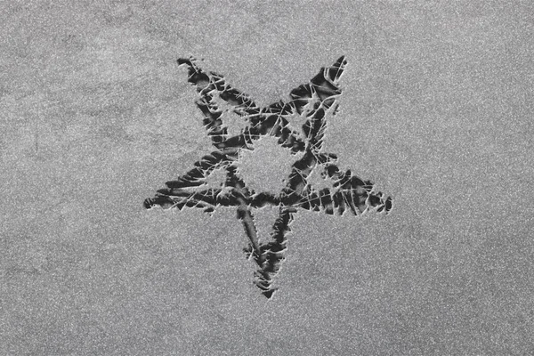 Αντιστροφή Σύμβολο Pentagram Satanic Σημάδι Τραχύ Ασημί Φόντο — Φωτογραφία Αρχείου