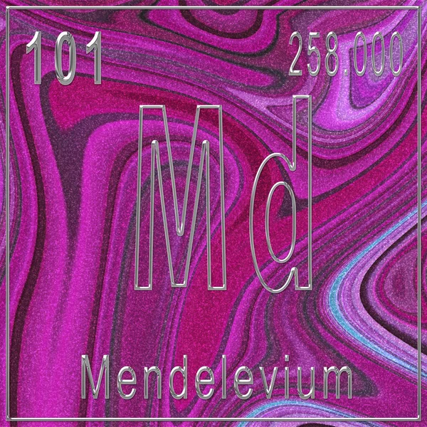 Mendelevium Elemento Químico Signo Con Número Atómico Peso Atómico Elemento — Foto de Stock