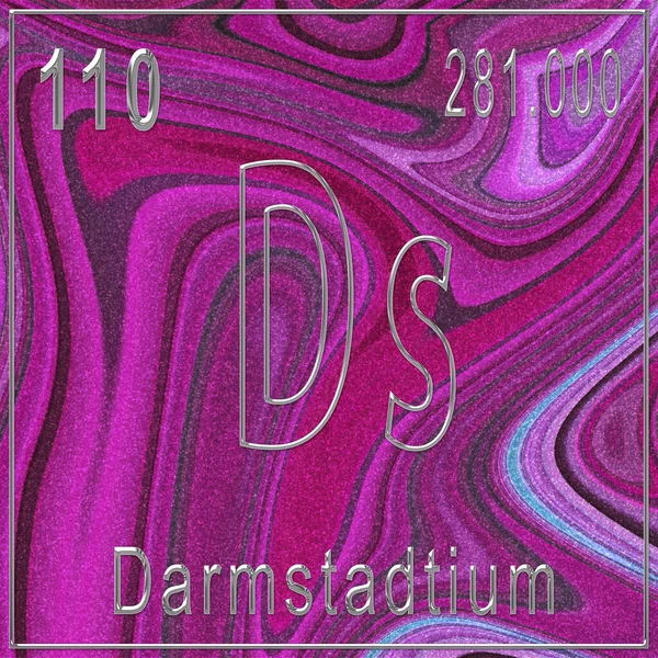 Darmstadtium chemical element, Sign with atomic number and atomic weight, Periodic Table Element, Pink background