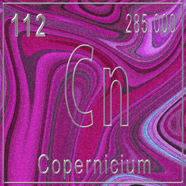 Copernicium化学元素 具有原子序数和原子量的符号 周期表元素 粉红背景 — 图库照片