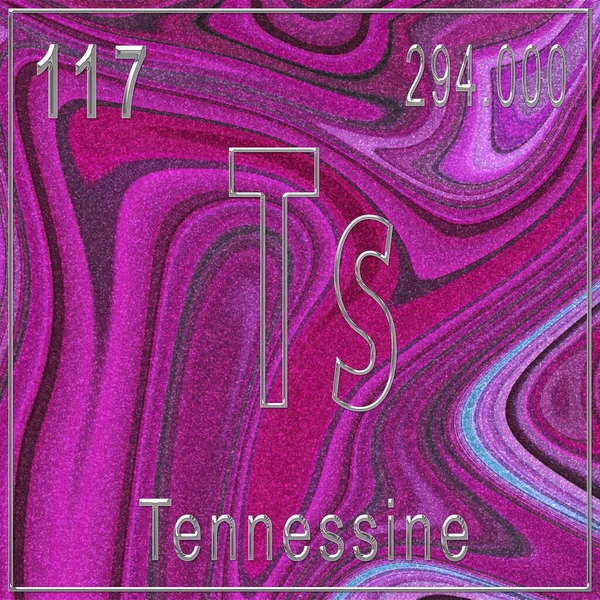 テネシー化学元素 原子番号と原子量で記号 周期表元素 ピンクの背景 — ストック写真