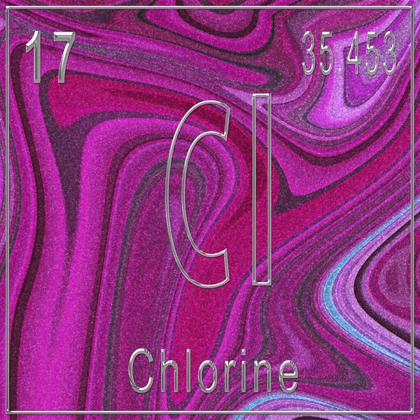 Chloorchemisch Element Teken Met Atoomnummer Atoomgewicht Periodiek Systeem Element Roze — Stockfoto