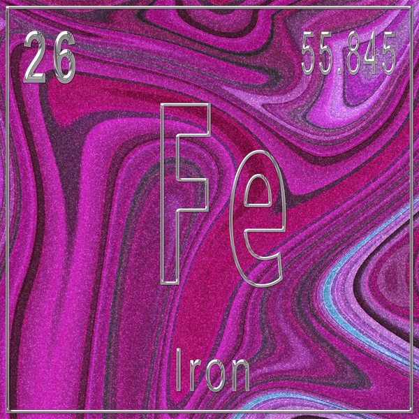 Jern Kemisk Grundstof Tegn Med Atomnummer Atomvægt Periodisk Element Pink - Stock-foto