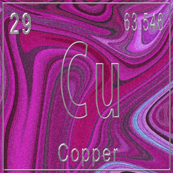 Copper chemical element, Sign with atomic number and atomic weight