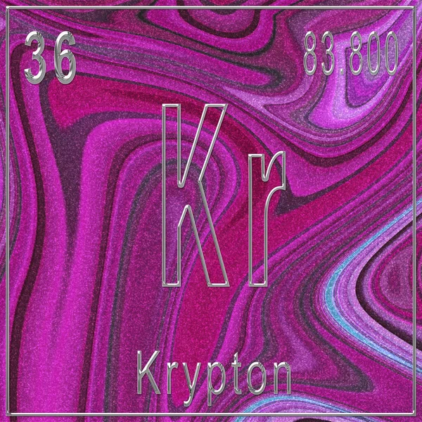 Krypton chemical element, Sign with atomic number and atomic weight, Periodic Table Element, Pink background