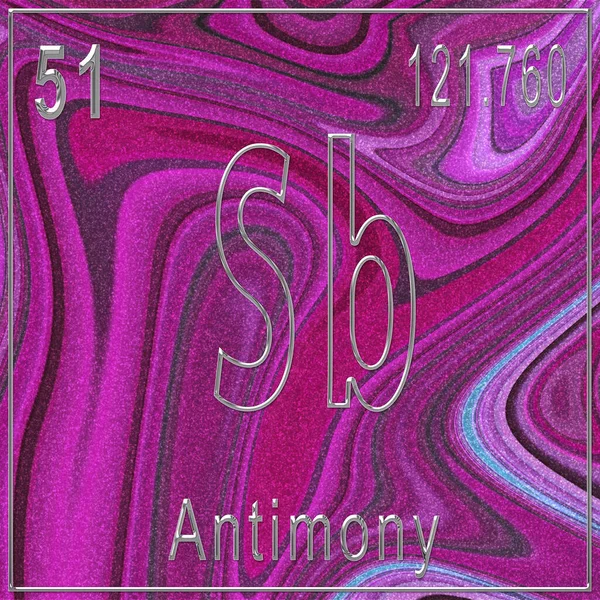 Antimony chemical element, Sign with atomic number and atomic weight, Periodic Table Element, Pink background
