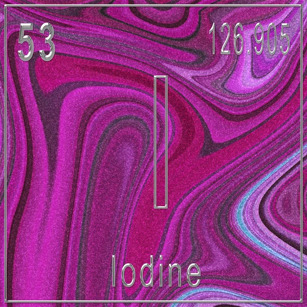 Iodine chemical element, Sign with atomic number and atomic weight, Periodic Table Element, Pink background