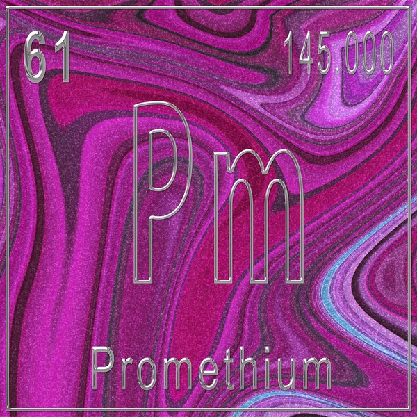 Promethium Chemisches Element Zeichen Mit Ordnungszahl Und Atomgewicht Periodensystem Element — Stockfoto