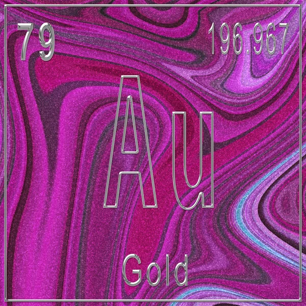 Gold chemical element, Sign with atomic number and atomic weight, Periodic Table Element, Pink background