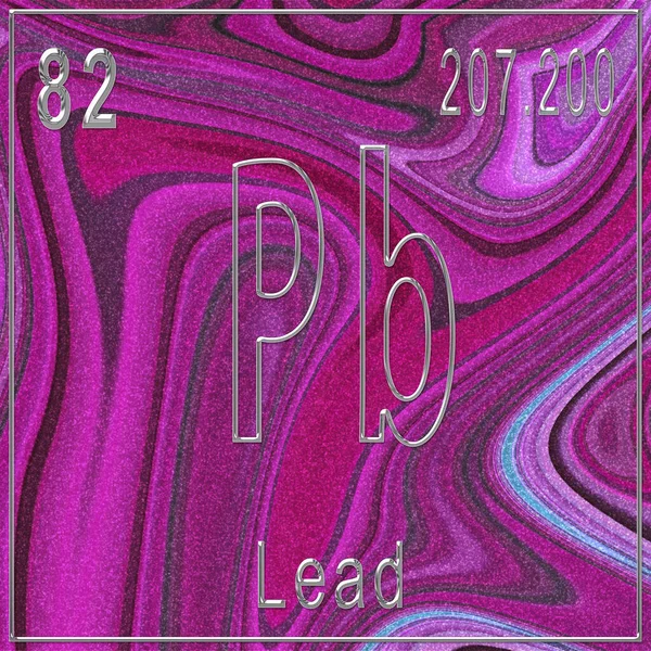 Lead chemical element, Sign with atomic number and atomic weight, Periodic Table Element, Pink background