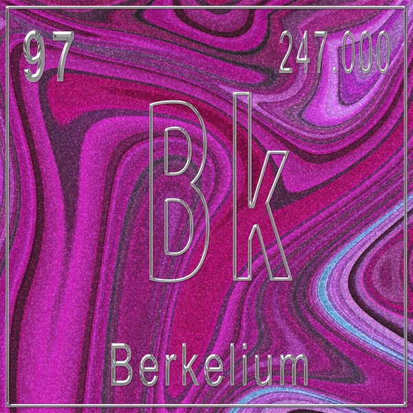 Berkelium chemical element, Sign with atomic number and atomic weight, Periodic Table Element, Pink background