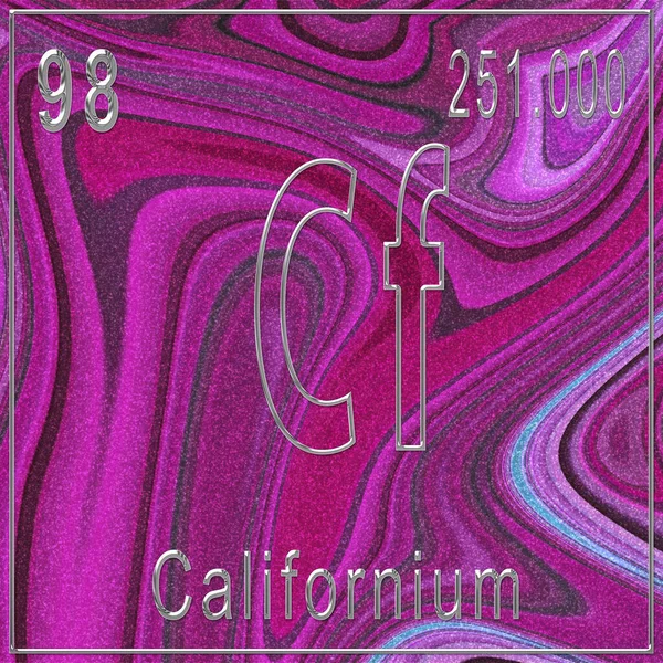 カリフォルニア化学元素 原子番号と原子量でサイン 周期表元素 ピンクの背景 — ストック写真