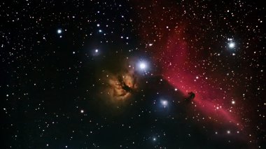 Atbaşı Bulutsusu derin uzay gece gökyüzü Atbaşı Bulutsusu Orion takımyıldızı yönünde bulunan karanlık bulutsu güzel