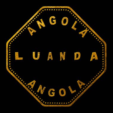 Angola Luanda Gold Typography Stamp Design