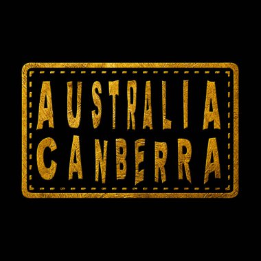Australia Canberra Gold Typography Stamp Design
