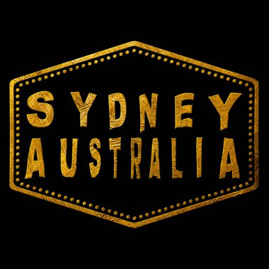 Australia Sydney Gold Typography Stamp Design