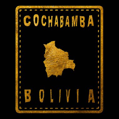 Bolivia Cochabamba Gold Typography Stamp Design