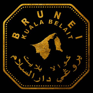 Brunei Kuala Belait Gold Typography Stamp Design