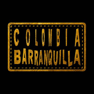 Kolombiya Barranquilla Altın Tipografi Pul Tasarımı
