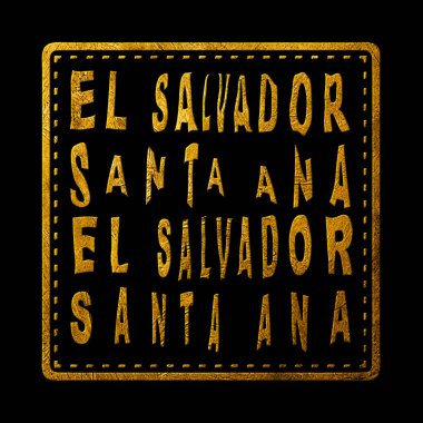 El Salvador Santa Ana Gold Typography Stamp Design