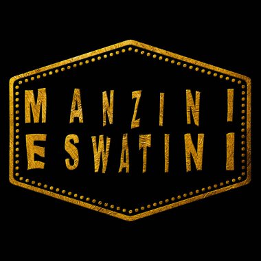 Eswatini Manzini Gold Typography Stamp Design