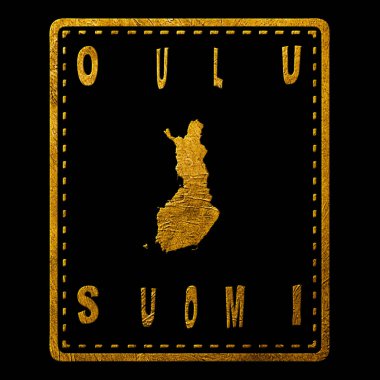 Finland Oulu Gold Typography Stamp Design