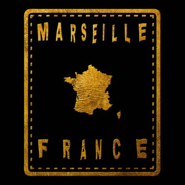 France Marseille Gold Typography Stamp Design
