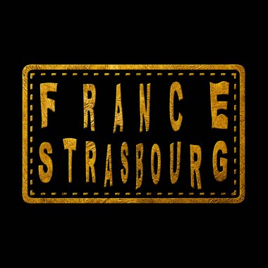 France Strasbourg Gold Typography Stamp Design