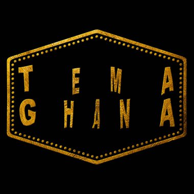 Ghana Tema Gold Typography Stamp Design