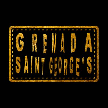 Grenada Saint Georges Gold Typography Stamp Design