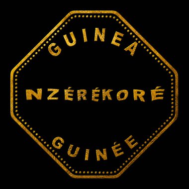 Guinea Nzerekore Gold Typography Stamp Design