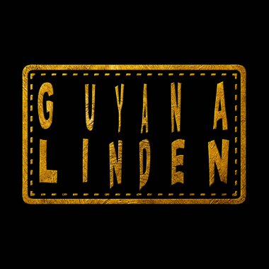 Guyana Linden Gold Typography Stamp Design