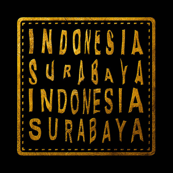 Indonesia Surabaya Gold Typography Stamp Design
