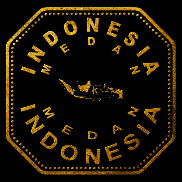 Indonesia Medan Gold Typography Stamp Design