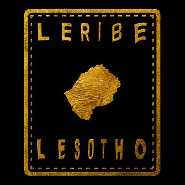 Lesotho Leribe Altın Tipografi Pul Tasarımı