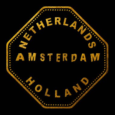 Hollanda Amsterdam Altın Tipografi Damga Tasarımı