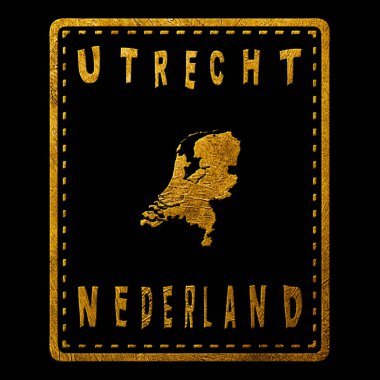 Netherlands Utrecht Gold Typography Stamp Design