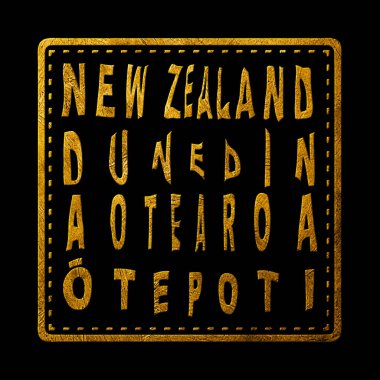 New Zealand Dunedin Gold Typography Stamp Design