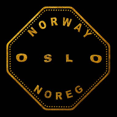 Norway Oslo Gold Typography Stamp Design