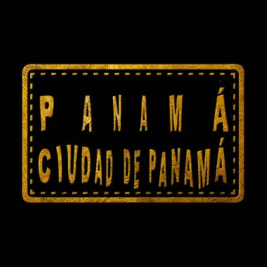 Panama Panama City Gold Typography Stamp Design