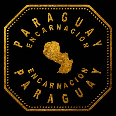 Paraguay Encarnacion Altın Tipografi Pul Tasarımı
