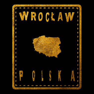 Poland Wroclaw Gold Typography Stamp Design