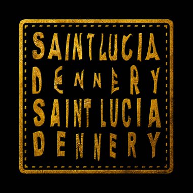 Saint Lucia Dennery Altın Typography Pul Tasarımı