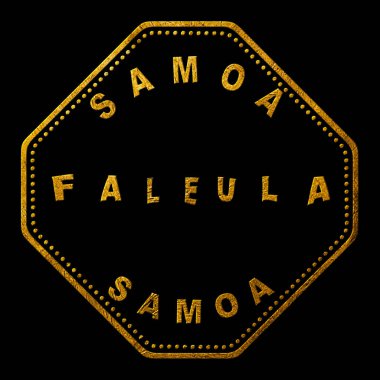 Samoa Faleula Altın Tipografi Pul Tasarımı
