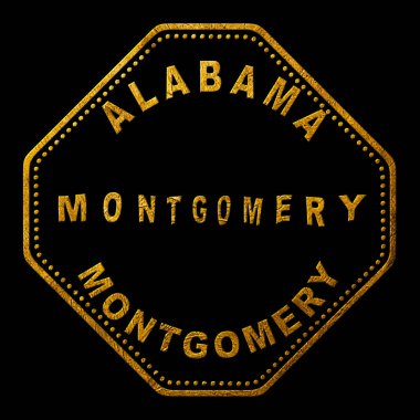 Alabama Montgomery Altın Tipografi Pul Tasarımı