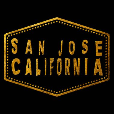 Kaliforniya San Jose Altın Typography Pul Tasarımı