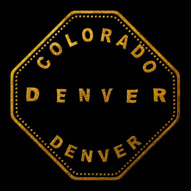 Colorado Denver Altın Typography Pul Tasarımı