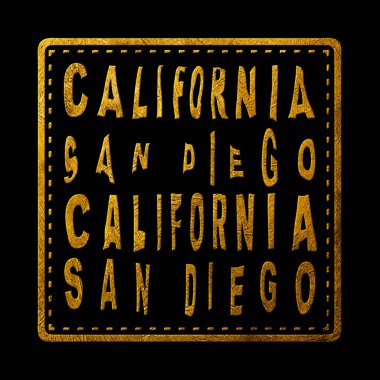 Kaliforniya San Diego Altın Typography Pul Tasarımı
