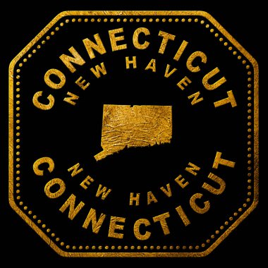 Connecticut New Haven Altın Tipografi Pul Tasarımı